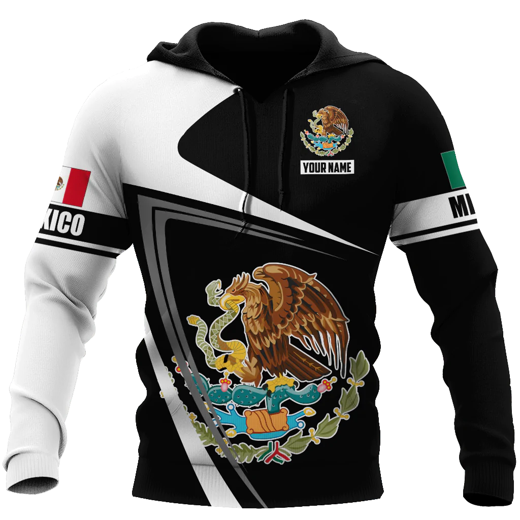 Customized With Name 3D Mexican Hoodie, Mexican Eagle Snake On Hoodies, Mexico Hoodie SO0469