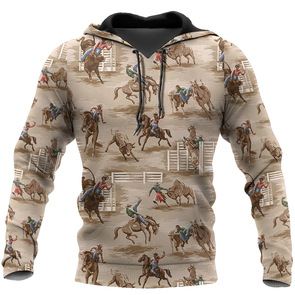 3D Full Print Rodeo Hoodie Rodeo Pattern, Best Hoodie For Horse Lovers Rodeo Lover Gift SO0446