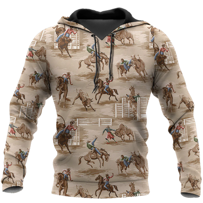 3D Full Print Rodeo Hoodie Rodeo Pattern, Best Hoodie For Horse Lovers Rodeo Lover Gift SO0446