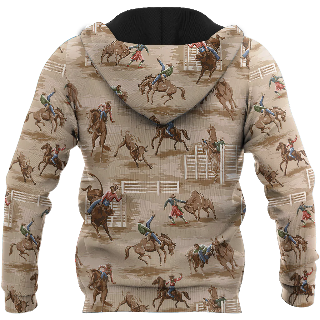 3D Full Print Rodeo Hoodie Rodeo Pattern, Best Hoodie For Horse Lovers Rodeo Lover Gift SO0446