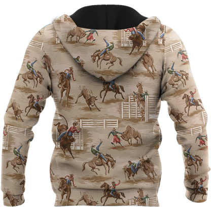 3D Full Print Rodeo Hoodie Rodeo Pattern, Best Hoodie For Horse Lovers Rodeo Lover Gift SO0446