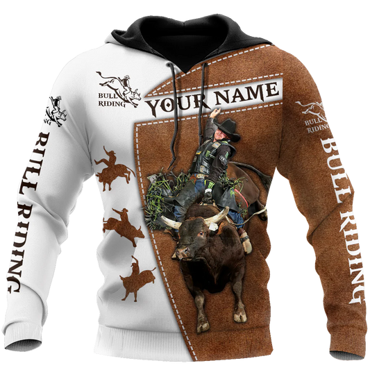 Personalized Brown Hoodie With Bull Riding, Bull Riding Hoodies For My Son Boy, Riding Hoodies SO0478