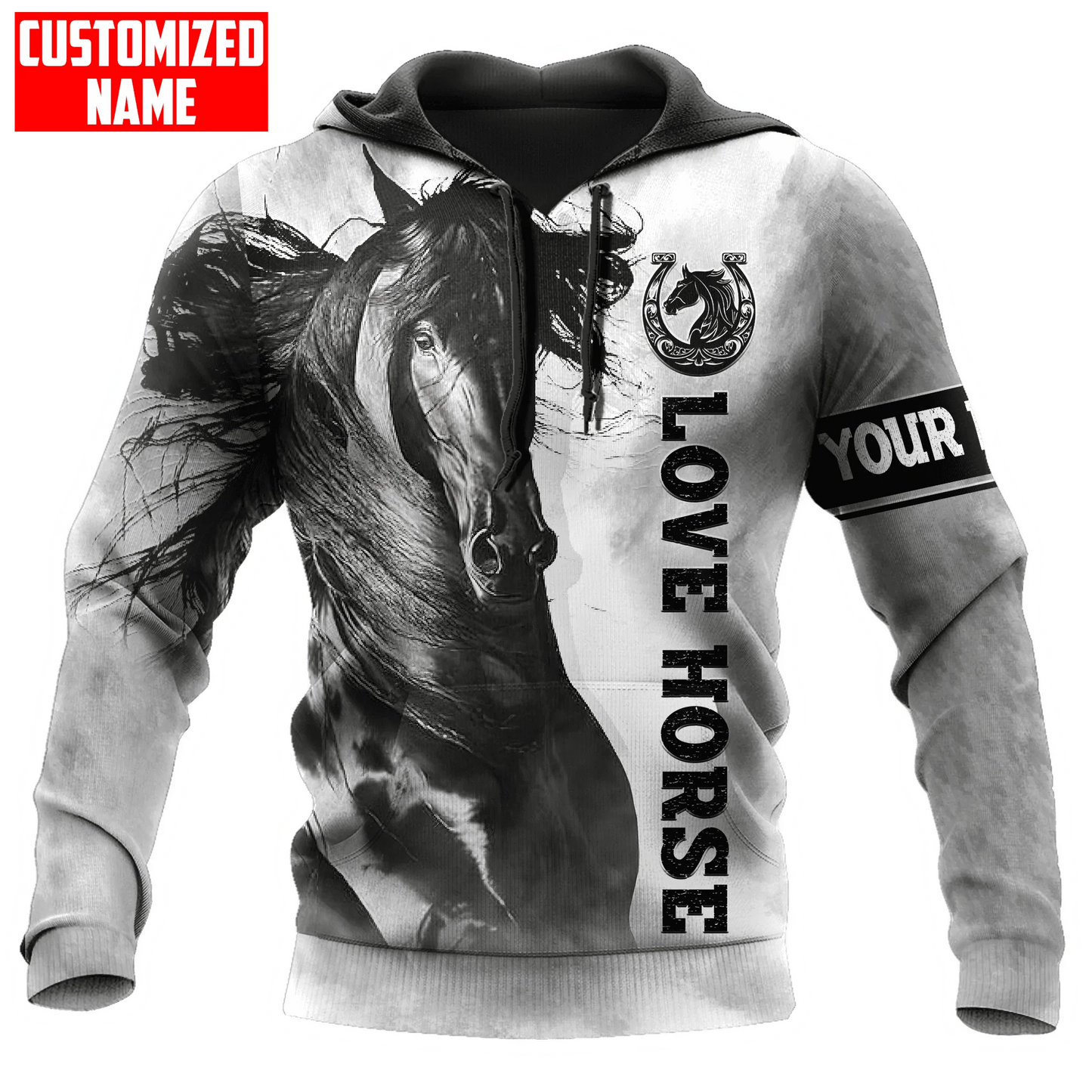 Custom Black Horse Hoodie For Men And Women, 3D Sublimation Horse On Hoodie, Present To Horse Lovers SO0481