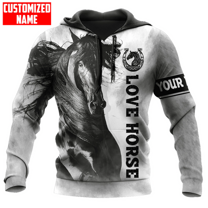 Custom Black Horse Hoodie For Men And Women, 3D Sublimation Horse On Hoodie, Present To Horse Lovers SO0481