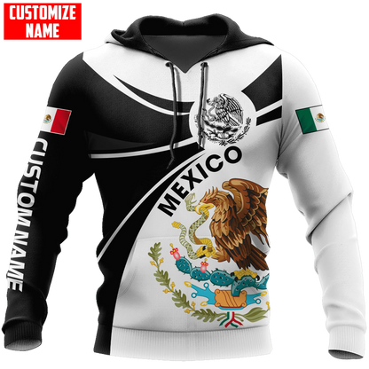 Custom Name Mexico Hoodie Leather Pattern Snake Eagle Mexican Hoodies SO0470