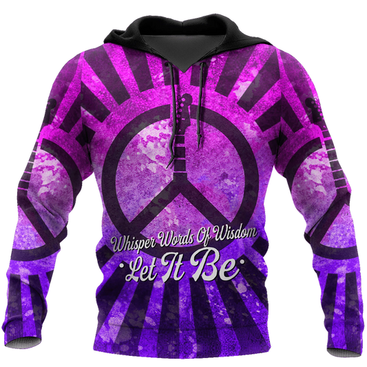 Purple Hippie Hoodie, 3D Colorful Hoodie With Hippie Pattern SO0484