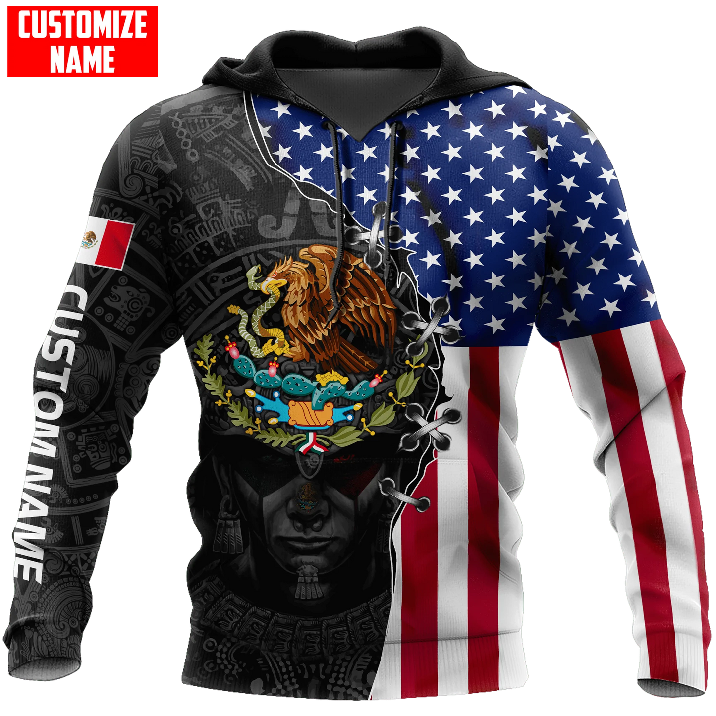 Personalized American Grown With Mexican Roots Hoodie, American Mexico Hoodie 3D Full Print SO0419