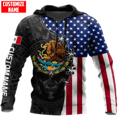 Personalized American Grown With Mexican Roots Hoodie, American Mexico Hoodie 3D Full Print SO0419