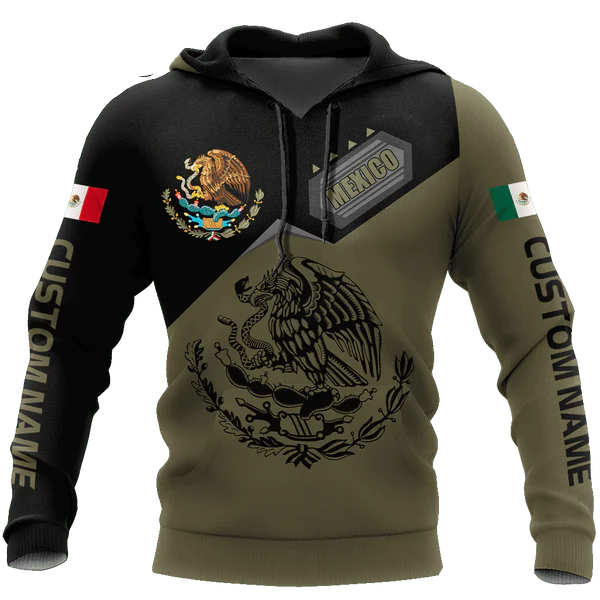 Personalized 3D All Over Print Mexico Hoodie, Eagle Snake On Mexican Hoodie, Mexican Hoodie SO0468