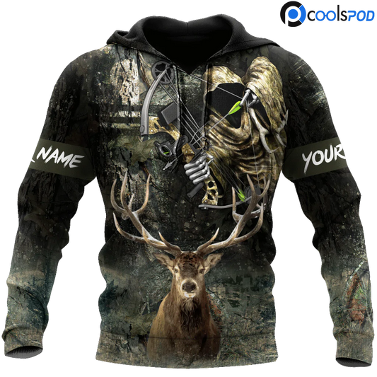 Customized Deer Hunting Bow Hoodie For Men, 3D All Over Print Deer Hunter Outfit, Hunter Hoodie SO0459