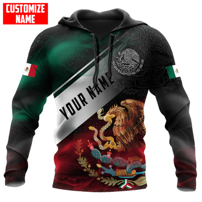 Personalized 3D All Over Print Mexico Hoodie, Eagle Snake On Mexican Hoodie, Mexican Hoodie SO0468