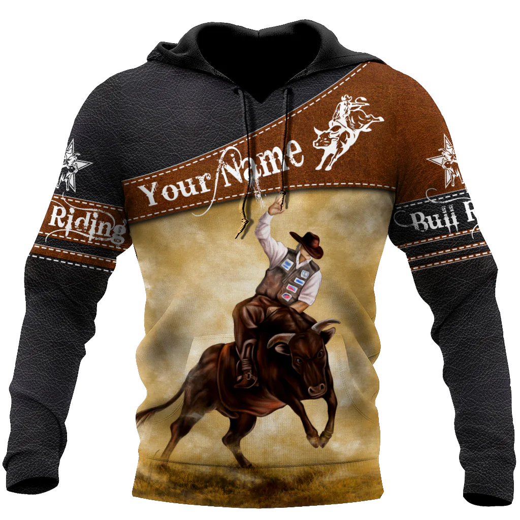 Customize Name Bull Riding Unisex Hoodie Cowboy Hoodies For Men Women, Cowboy Riding Hoodies SO0479