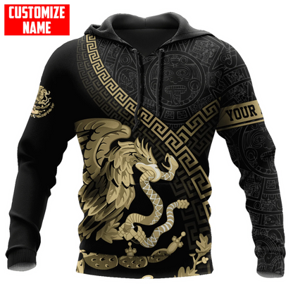 Customized With Name 3D Mexican Hoodie, Mexican Eagle Snake On Hoodies, Mexico Hoodie SO0469