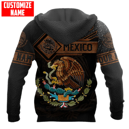 Custom Name Mexico Hoodie Leather Pattern Snake Eagle Mexican Hoodies SO0470