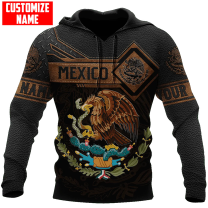 Custom Name Mexico Hoodie Leather Pattern Snake Eagle Mexican Hoodies SO0470