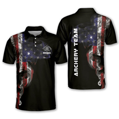 Archery Smoky US Flag Custom Archery Shirts For Men, Perfect Uniform Archery Team AO0043