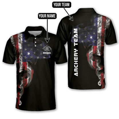 Archery Smoky US Flag Custom Archery Shirts For Men, Perfect Uniform Archery Team AO0043