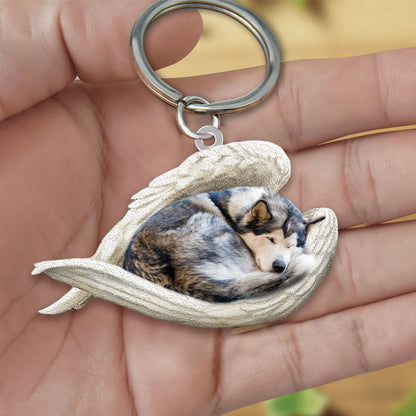 Alaskan Malamute Sleeping Angel Acrylic Keychain Dog Sleeping keychain KO0246