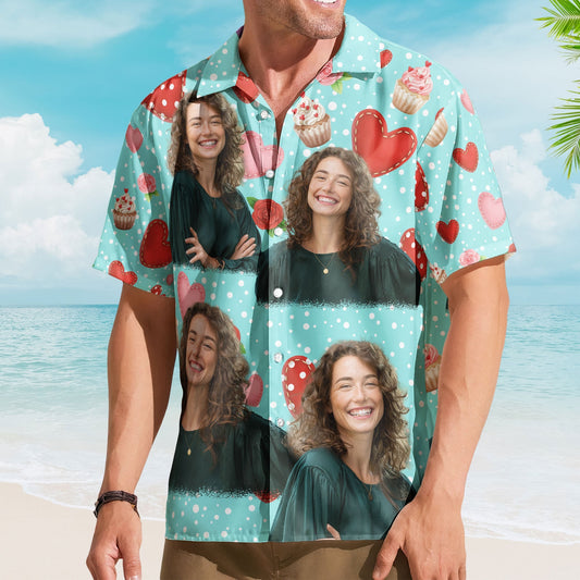 All You Need Is Love With Cupcake And Flowers - Custom Photo Hawaiian Shirts HA0127