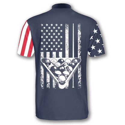 American Flag Navy Custom Billiard Jerseys for Men, Best Gift for Billiard Lover, Flag USA Billiard Shirt SO1039