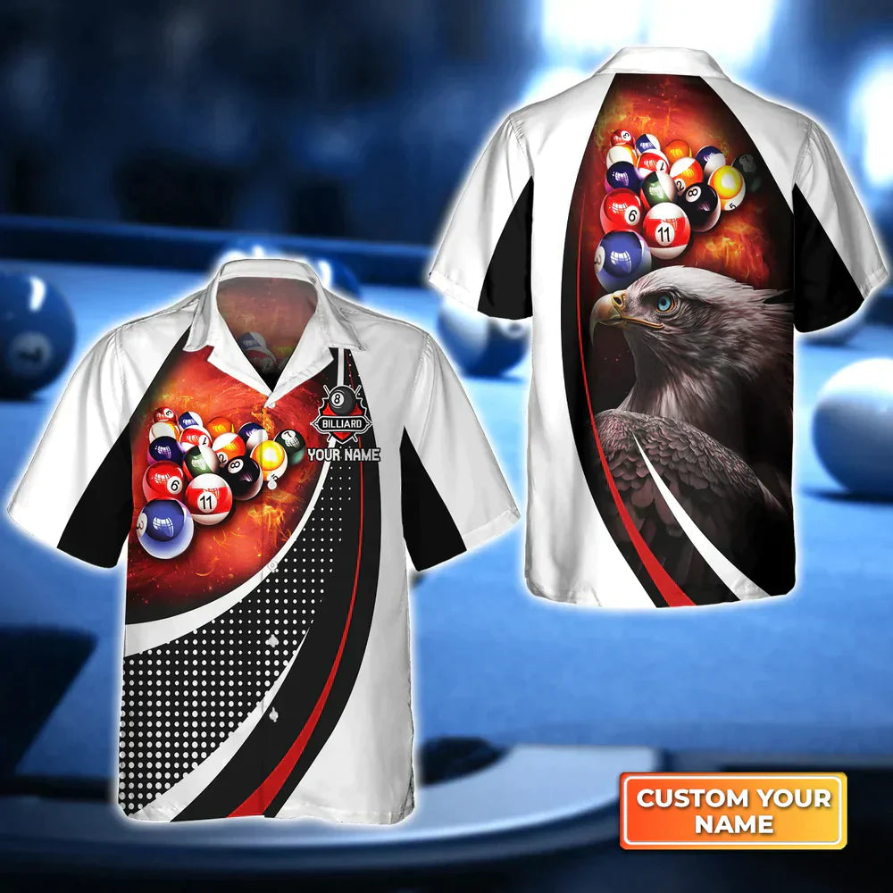 American Eagle Billiard Team Pool 8 Ball 3D Hawaiian Shirt, Billiard team shirt, Billiard shirt for men and women HO4132