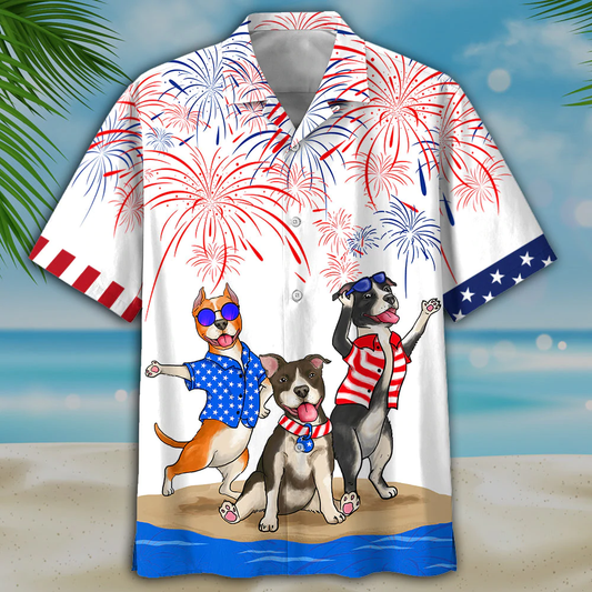 American Staffordshire Terrier Shirts - Independence Day Is Coming, Men's USA Patriotic Hawaiian Shirt HO0733