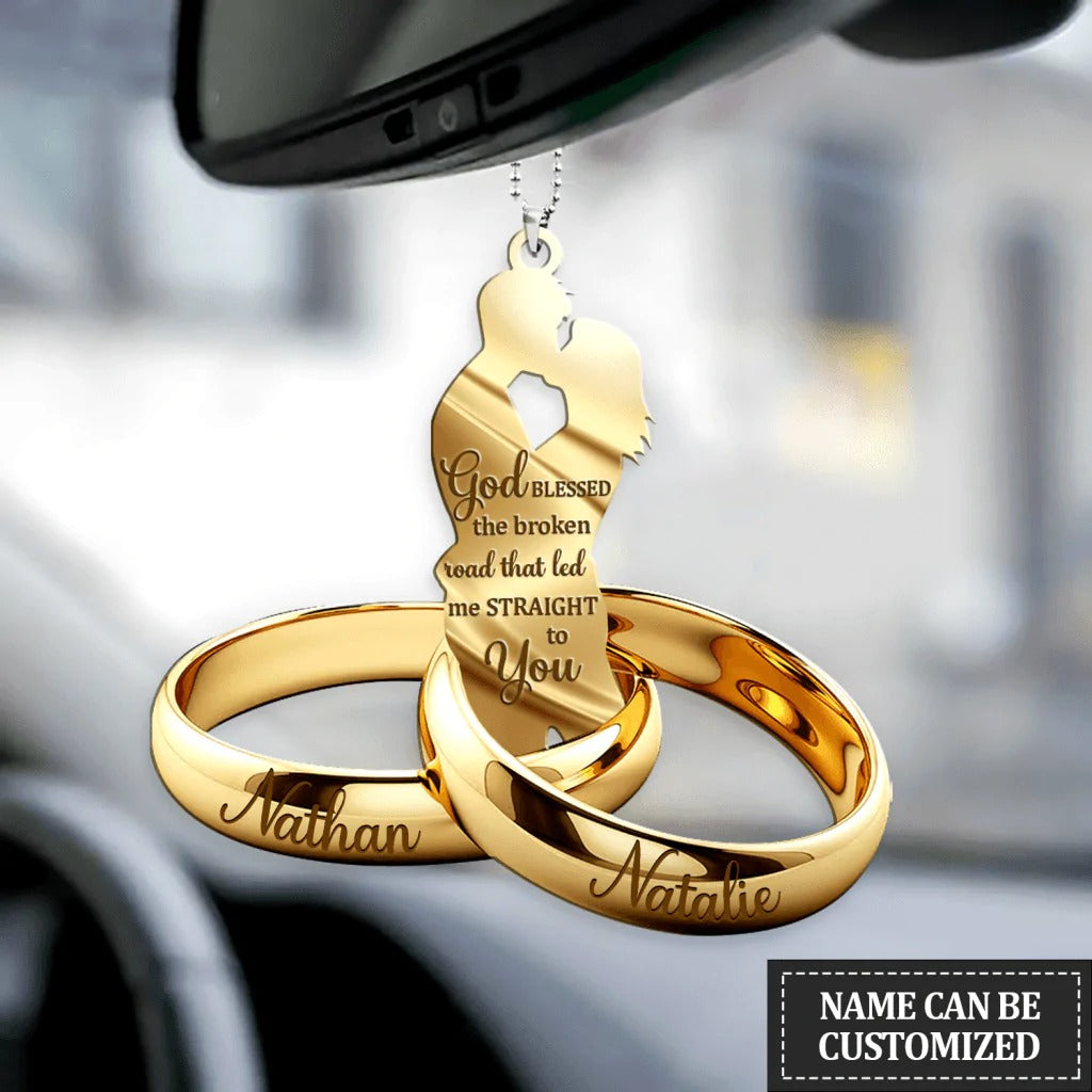 Personalized Ornament Couple Gift Couple Rings Tree Hanging Ornaments Car Acrylic Ornament Tendpins OO0977