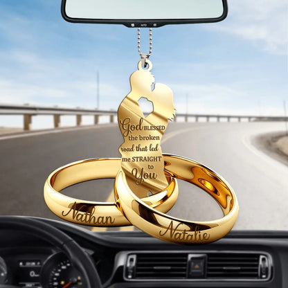 Personalized Ornament Couple Gift Couple Rings Tree Hanging Ornaments Car Acrylic Ornament Tendpins OO0977