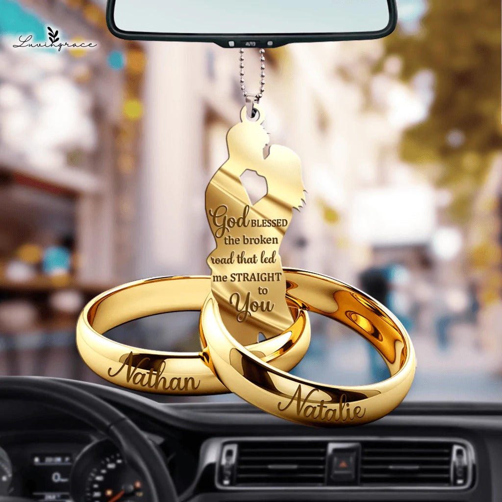 Personalized Ornament Couple Gift Couple Rings Tree Hanging Ornaments Car Acrylic Ornament Tendpins OO0977