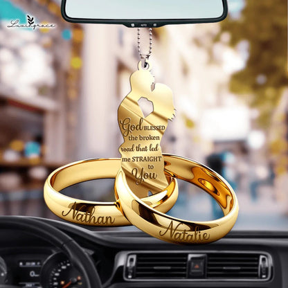 Personalized Ornament Couple Gift Couple Rings Tree Hanging Ornaments Car Acrylic Ornament Tendpins OO0977