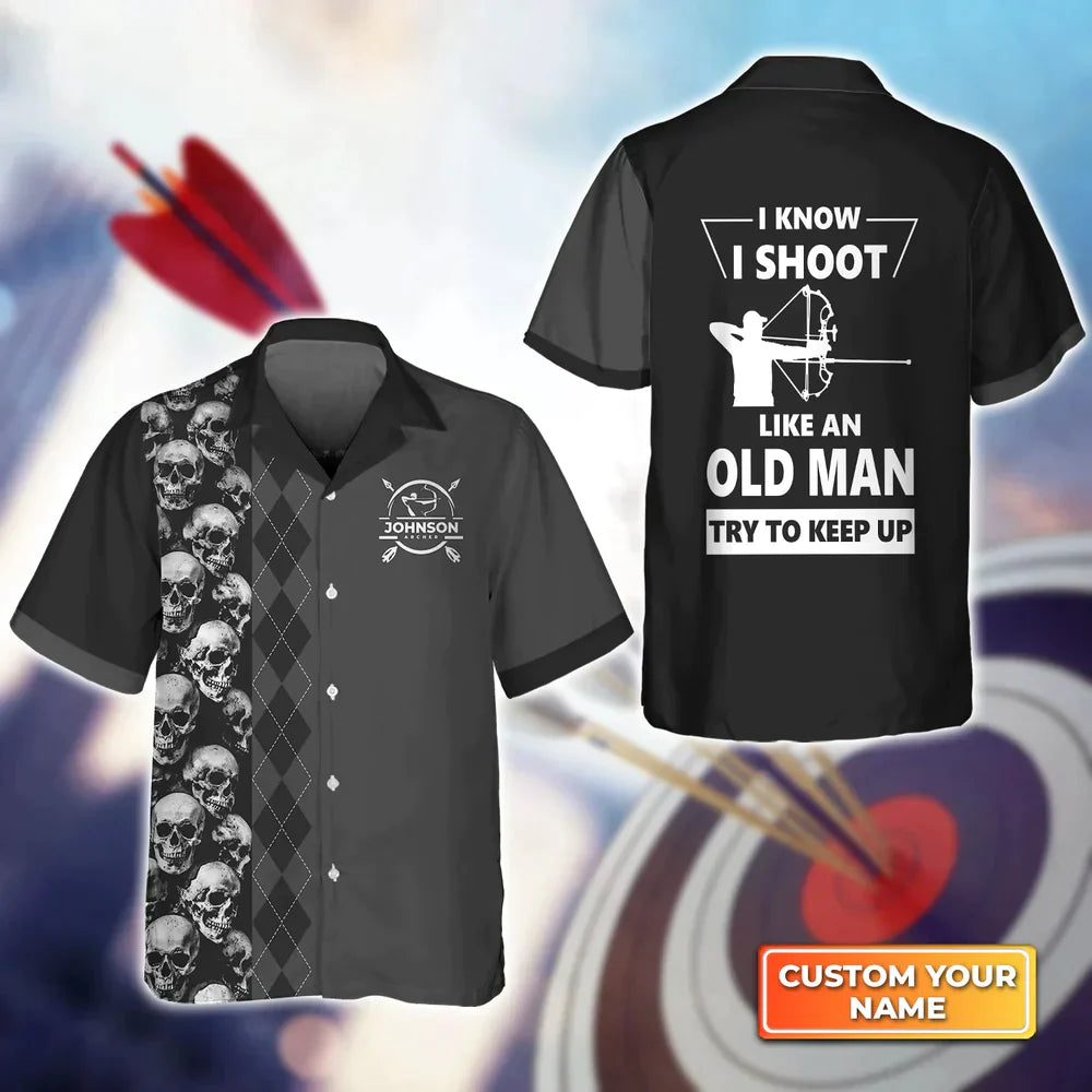 Tendpinss Archery I Know I Shoot Like An Old Man 3D Hawaiian Shirt AA0139