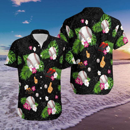 Baseball Simple Hibiscus Hawaiian Aloha Shirts Fantastic, Hawaiian shirt for men HO2953