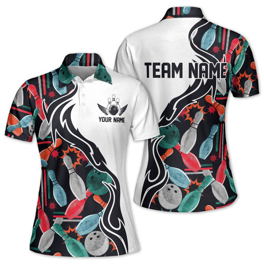 Custom Women Bowling Shirts, Custom Team Ladies Bowling Polo Shirts BE0003