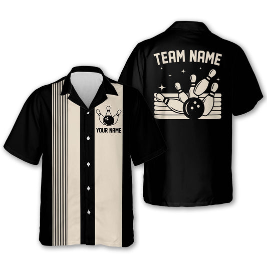 Custom Vintage Bowling Hawaiian Shirt For Men, Custom Team Vintage Bowling Shirt BE0012