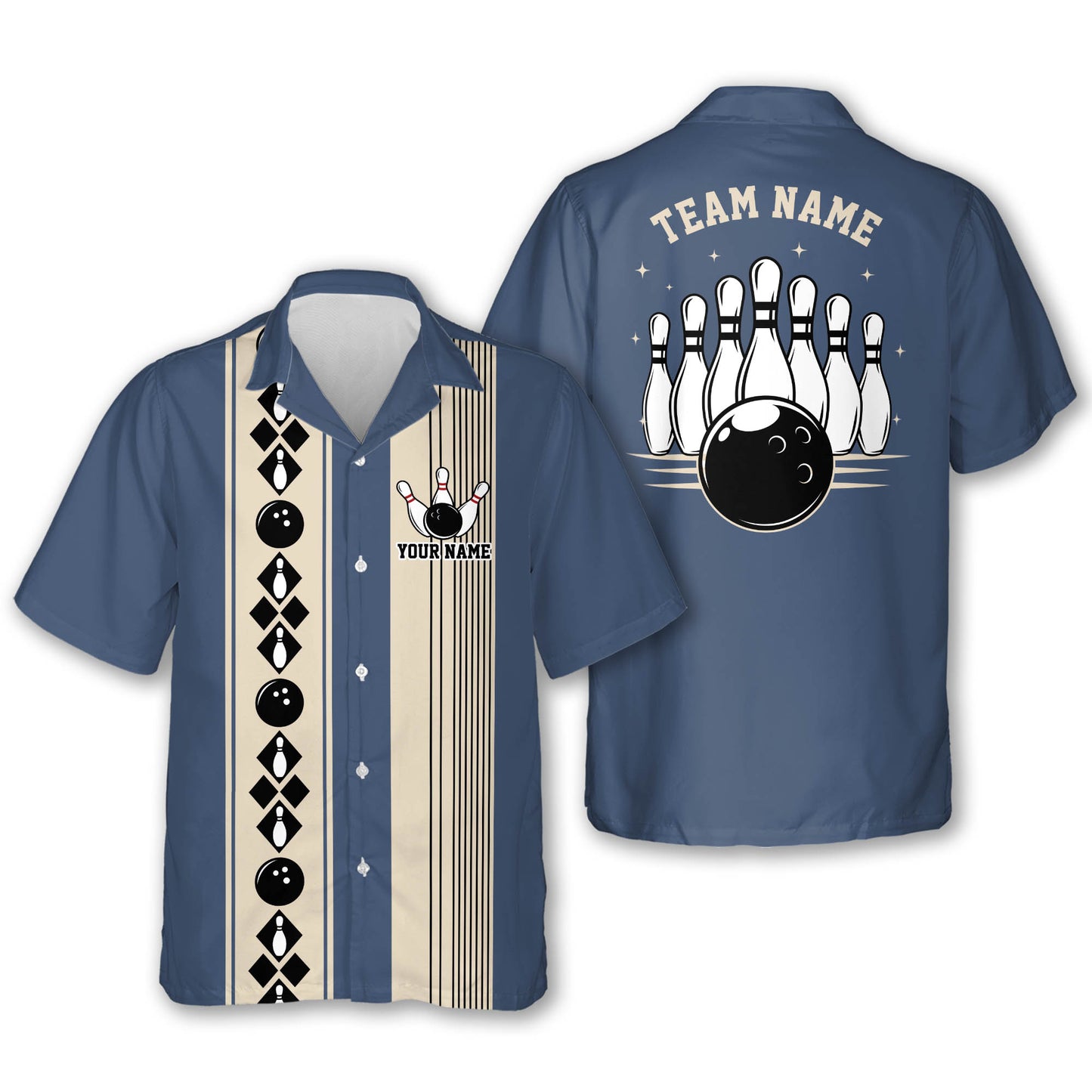 Custom Vintage Black Bowling Hawaiian Shirt For Men, Custom Team Bowling Shirt Vintage BE0020