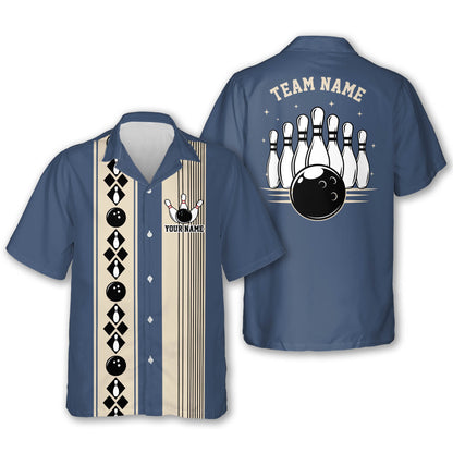 Custom Vintage Black Bowling Hawaiian Shirt For Men, Custom Team Bowling Shirt Vintage BE0020