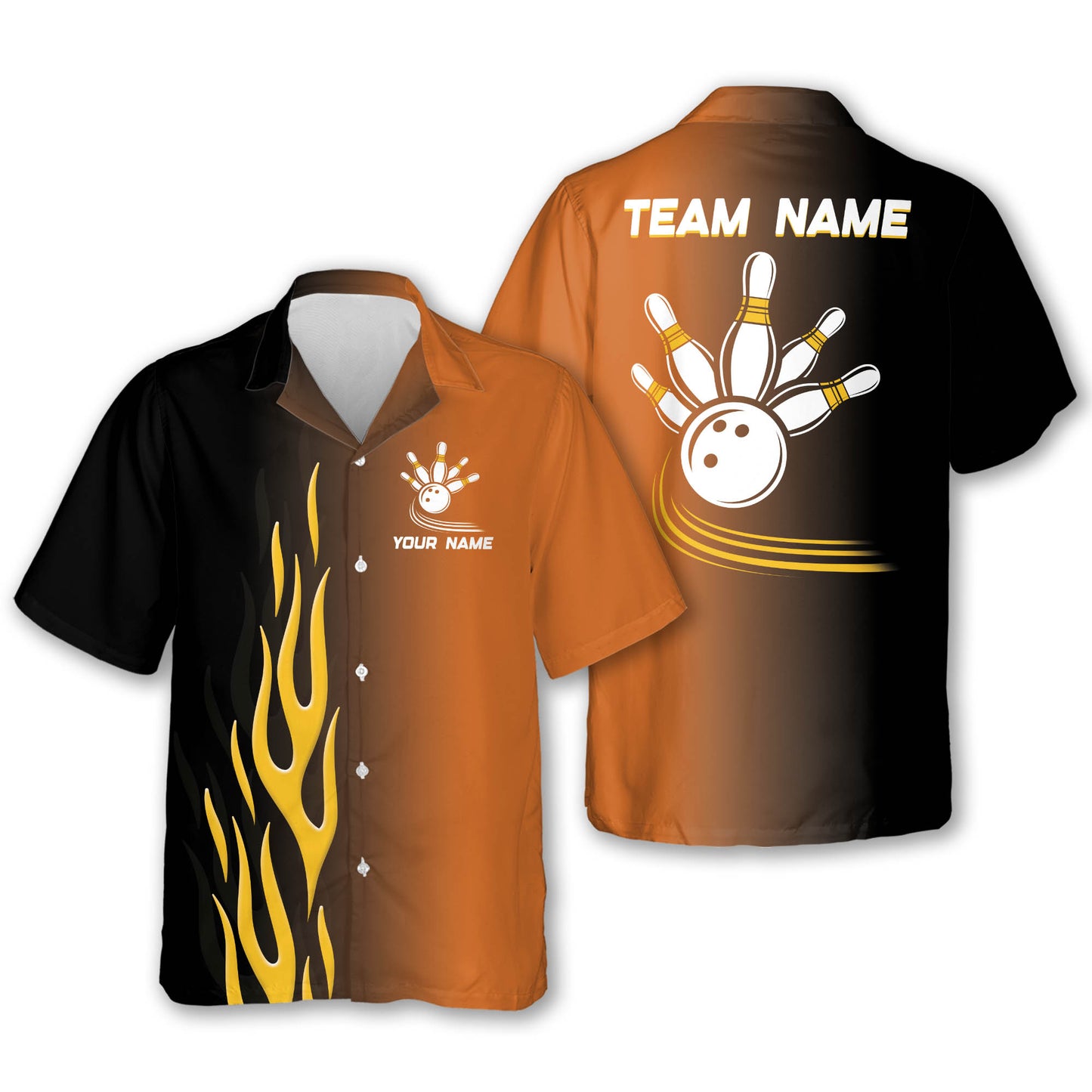 Custom Red Flame Bowling Hawaiian Shirt For Men, Custom Flame Bowling Team Shirts BE0028