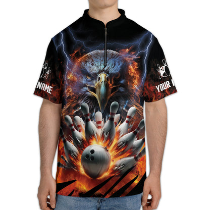 Custom Eagles Bowling Polo Jersey For Men, Custom Flame Eagles Bowling Team Shirts BM0305