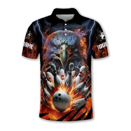 Custom Eagles Bowling Polo Shirt For Men, Custom Flame Eagles Bowling Team Shirts BE0029