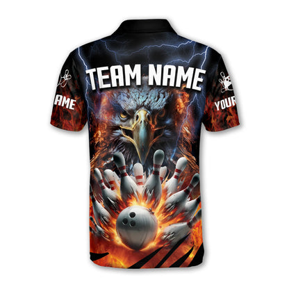 Custom Eagles Bowling Polo Shirt For Men, Custom Flame Eagles Bowling Team Shirts BE0029