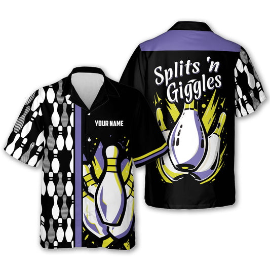 Custom Splits'n Giggles Bowling Hawaiian Shirt For Men, Custom Funny Bowling Shirt BE0030