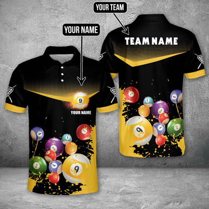 Tendpins Billiards 9 Ball Abstract Grunge Texture Personalized Name 3D Shirt BIA0076