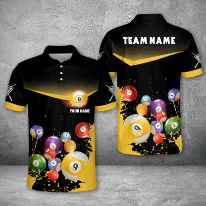 Tendpins Billiards 9 Ball Abstract Grunge Texture Personalized Name 3D Shirt BIA0076