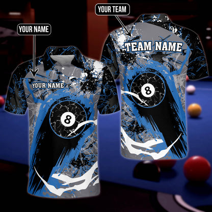 Tendpins Billiard 8 Ball Stains Personalized Name 3D Shirt (Multi Color Options) BIA0430