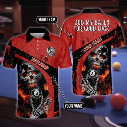 Tendpins Personalized Billiard Ball 8 Skull Team Name Player Polo Shirt BIA0693