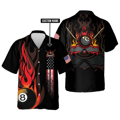 Tendpins Flame 8 Ball Billiard Pool Hawaiian Shirt BIA0778