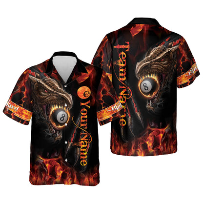 Tendpins Billiards Fire Dragon Customized Name 3D Shirt BIA0785