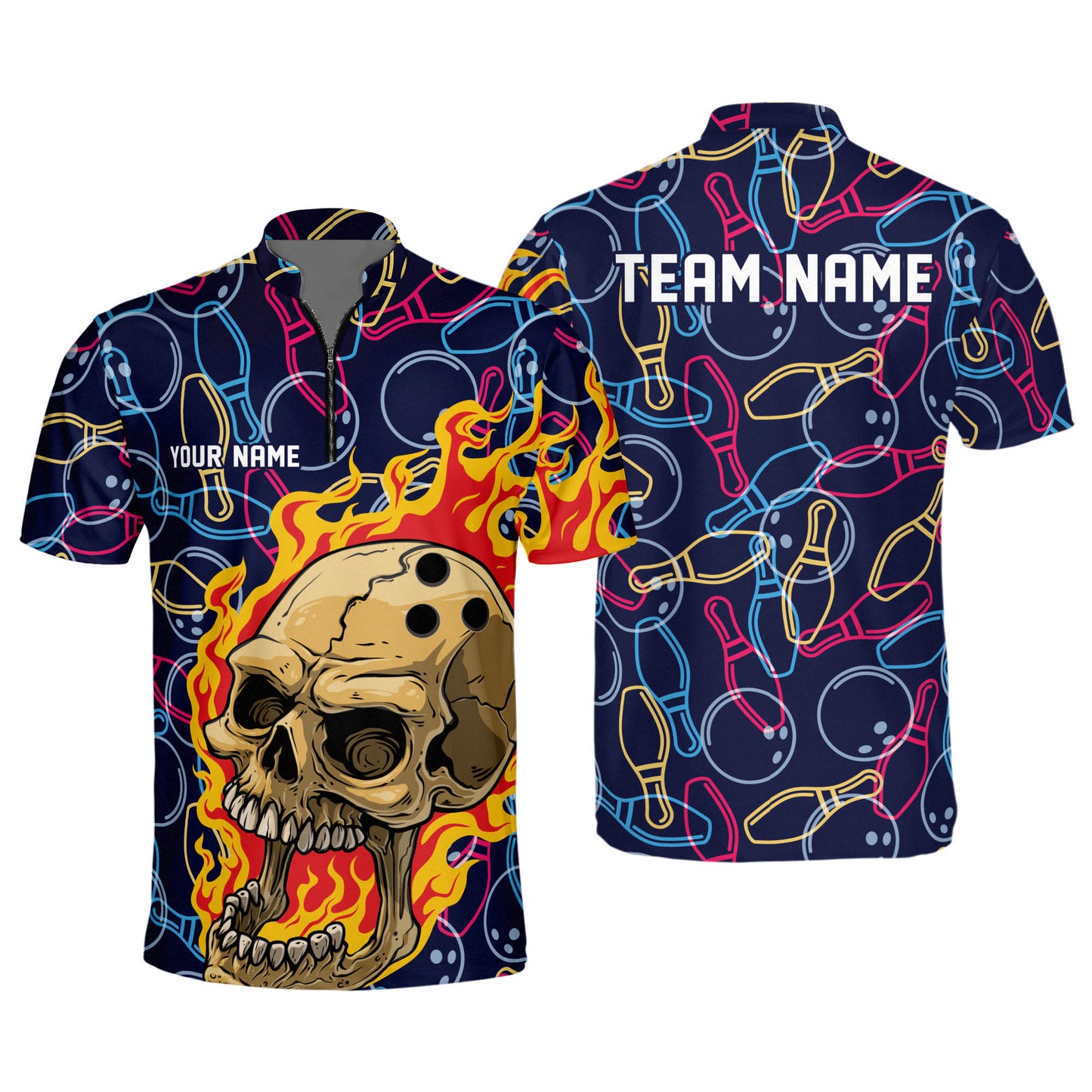 Custom Skull Bowling Jersey For Team BO0055