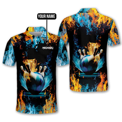 Custom Flame Bowling Polo Shirts Unisex BO0080