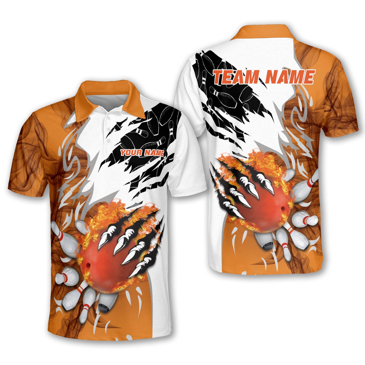 Custom Flame Bowling Polo Team Shirts BO0094